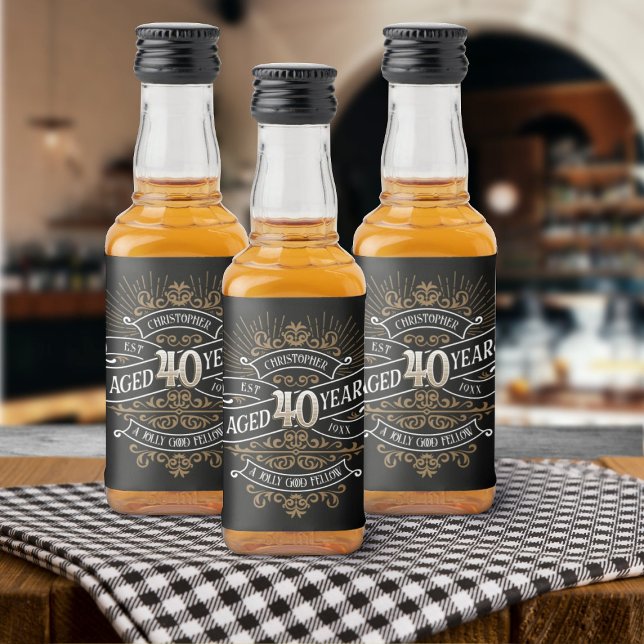 Mens Funny Whiskey 40th Birthday Liquor Bottle Label (Creator Uploaded)