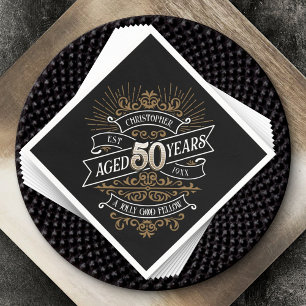 Mens Funny Whiskey 50th Birthday Napkin