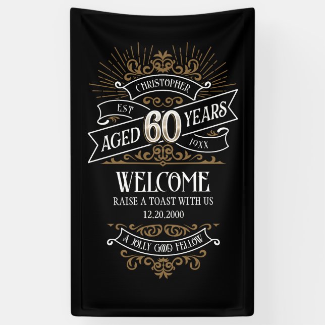 Mens Funny Whiskey 60th Birthday Banner (Vertical)