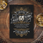 Mens Funny Whiskey 65th Birthday Invitation<br><div class="desc">Celebrate the big 6-5 with style and humour with this vintage whiskey label-inspired birthday design. The black, gold, and white typography is ornate and elegant, giving it a classic retro vintage feel. Perfect for man (or woman!) in your life who loves their scotch, spirits, bourbon, and other liquor drinks. Features...</div>