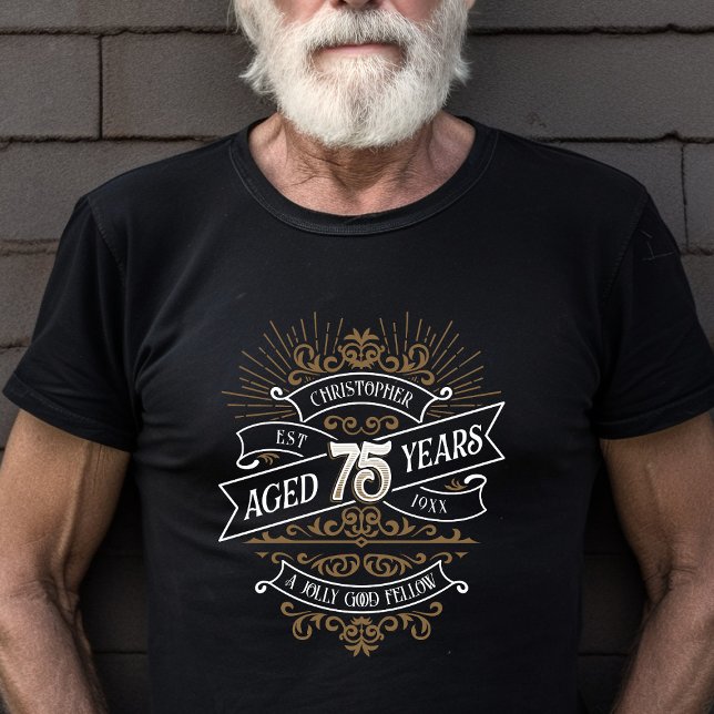 Mens Funny Whiskey 75th Birthday T-Shirt (Creator Uploaded)