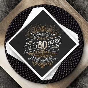 Mens Funny Whiskey 80th Birthday Napkin