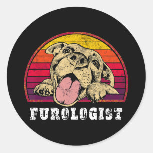 Mens furologist funny dog stylist cute dog groomer classic round sticker