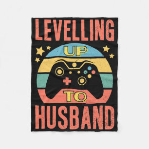 Mens Gamer Husband Levelling Up Wedding Engagement Fleece Blanket
