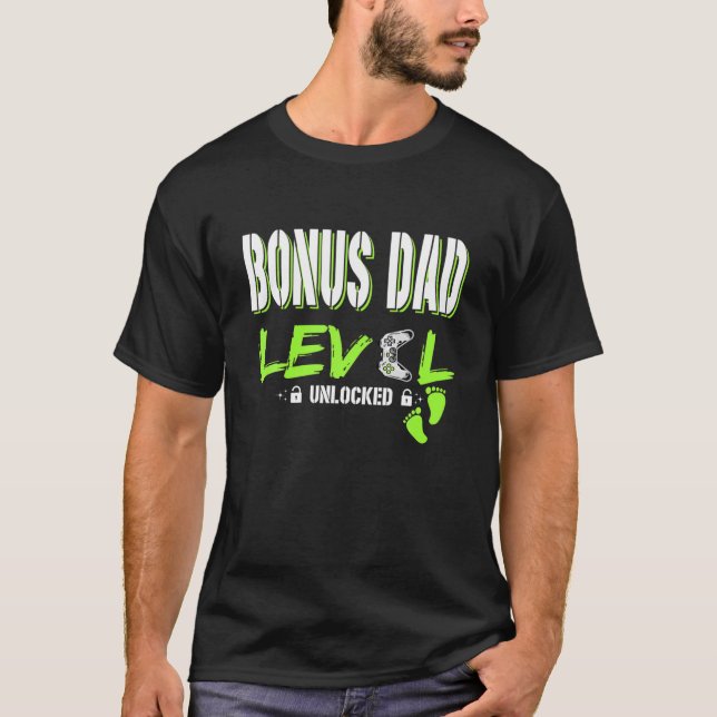 Mens Gaming Bonus Dad Level Unlocked Gamer Levelle T-Shirt (Front)