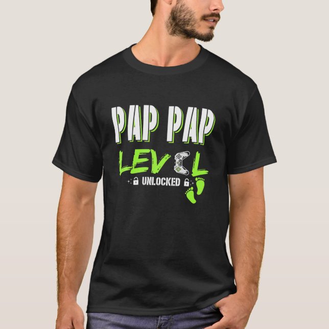 Mens Gaming Pap Pap Level Unlocked Gamer Levelled  T-Shirt (Front)