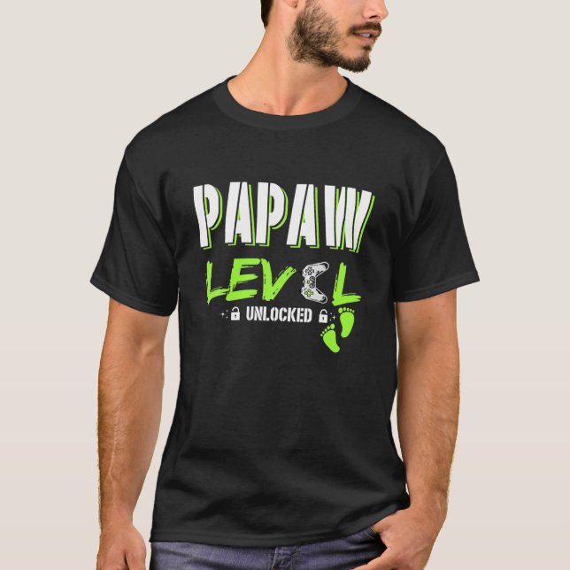 Mens Gaming Papaw Level Unlocked Gamer Levelled Up T-Shirt (Front)