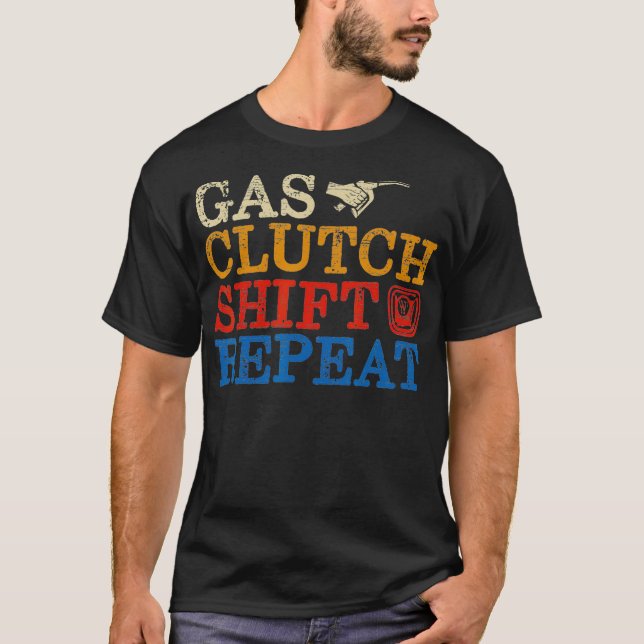 Mens Gas Clutch Shift Repeat Drag Racing Bracket T-Shirt (Front)