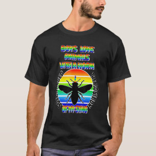 Mens Gay Boys Sting Beekeeper Rainbow Bee Pride LG T-Shirt
