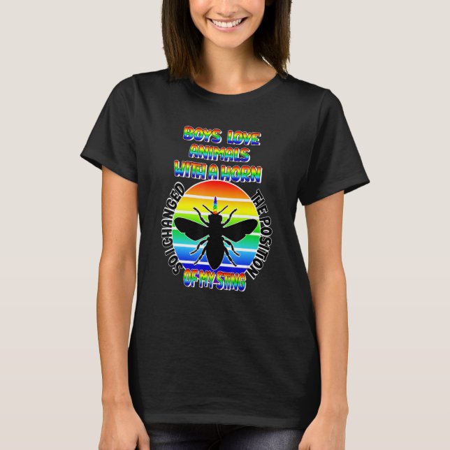 Mens Gay Boys Sting Beekeeper Rainbow Bee Pride LG T-Shirt (Front)