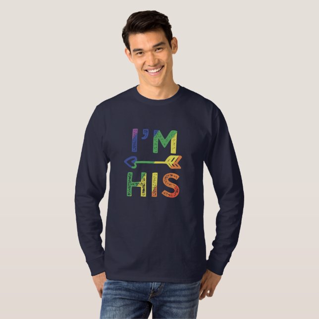 Mens Gay Couple Matching I'm His LGBT Pride T-Shirt (Front Full)
