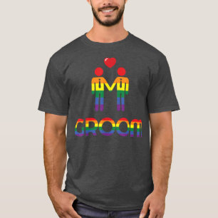 Mens Gay MarriageFor Men Rainbow Groom  T-Shirt