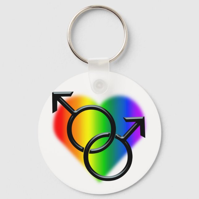 Men's Gay Pride Keychain Rainbow Love Gift (Front)