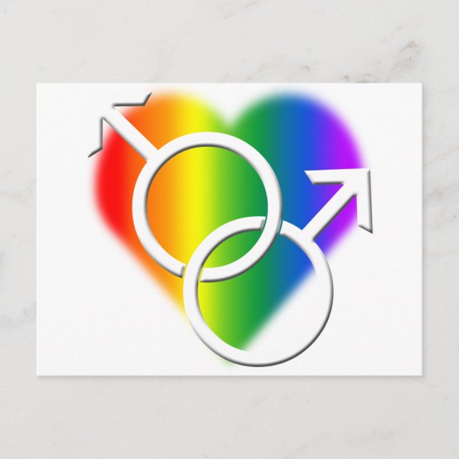 Men's Gay Pride Postcards Rainbow Love Cards (Front)