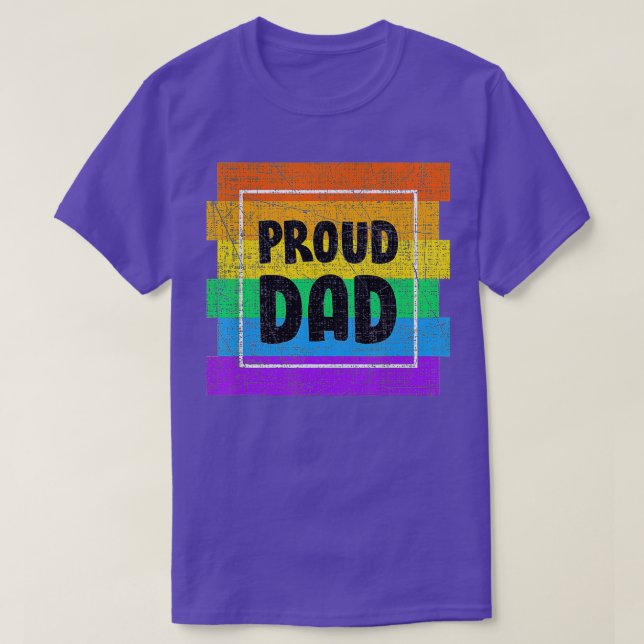 Mens Gay Pride Proud Dad Father Partner LGBTQ  T-Shirt (Design Front)