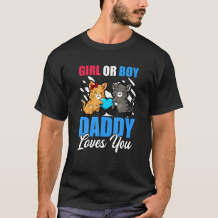 Mens Gender Reveal Daddy Love Eam Girl Boy Kitten T-Shirt