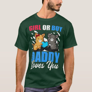Mens Gender Reveal Daddy Love Eam Girl Boy Kitten T-Shirt