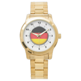 Men's German Flag Oversized Gold Bracelet Watch