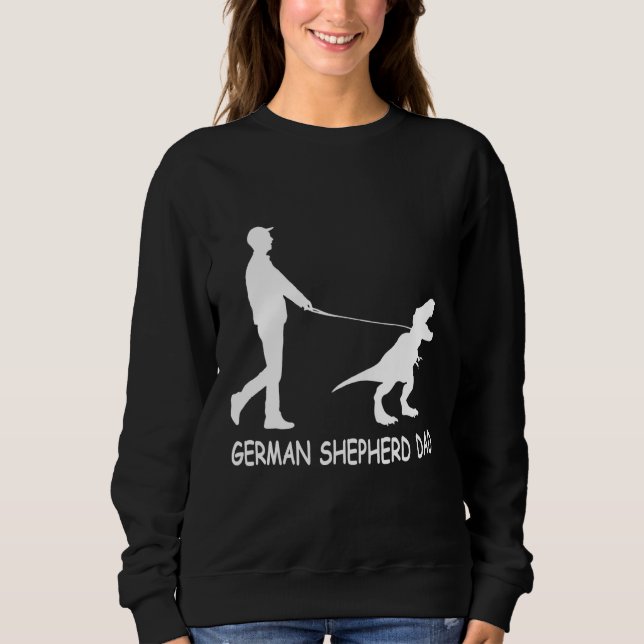 Mens German Shepherd Dad Dinosaur Gsd Owners Sweatshirt (Front)