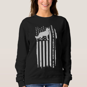 Mens German Shepherd Dad Vintage American Flag Pat Sweatshirt