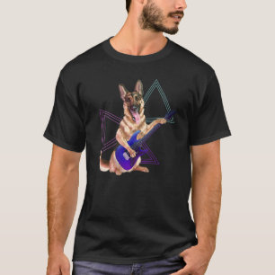 Mens German Shepherd Playing An Electric Guitar T-Shirt