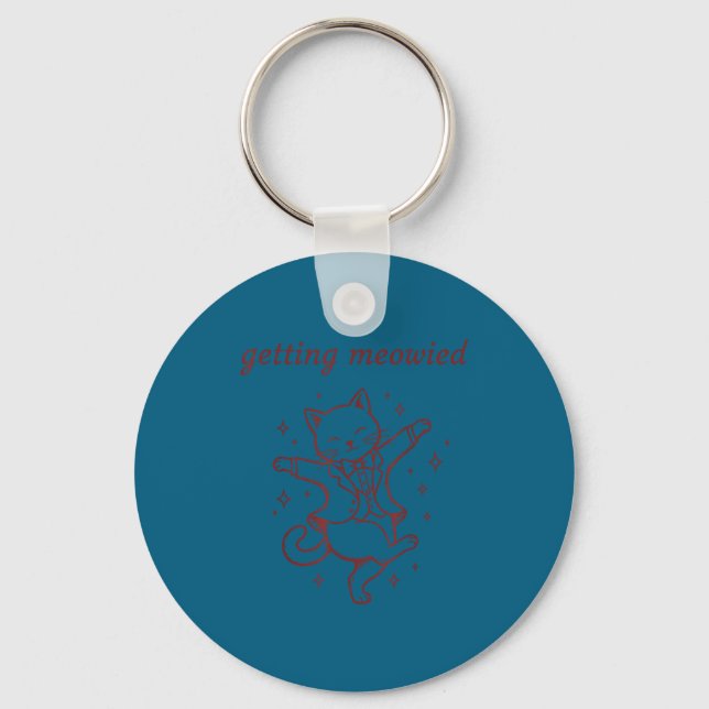 Mens getting meowied cat wedding funny bride groom key ring (Front)