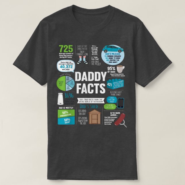 Mens Gift For Fathers Day Tee  Funny Daddy Facts F (Design Front)