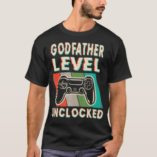 Mens Godfather Level Unlocked Funny Levelled Up To T-Shirt