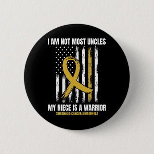 Mens Gold Childhood Cancer Awareness Niece Uncle A 6 Cm Round Badge