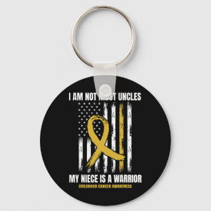 Mens Gold Childhood Cancer Awareness Niece Uncle A Key Ring