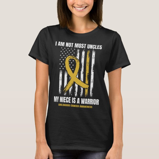 Mens Gold Childhood Cancer Awareness Niece Uncle A T-Shirt (Front)