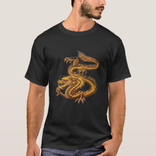 Mens Gold Dragon China War Graphic  Golden T-Shirt