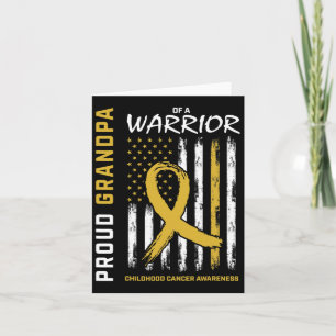 Mens Gold Proud Grandpa Childhood Cancer Awareness Card