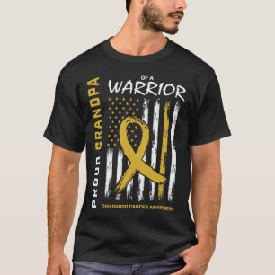 Mens Gold Proud Grandpa Childhood Cancer Awareness T-Shirt