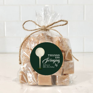 Men's Golf Milestone Birthday Party Thank You Classic Round Sticker