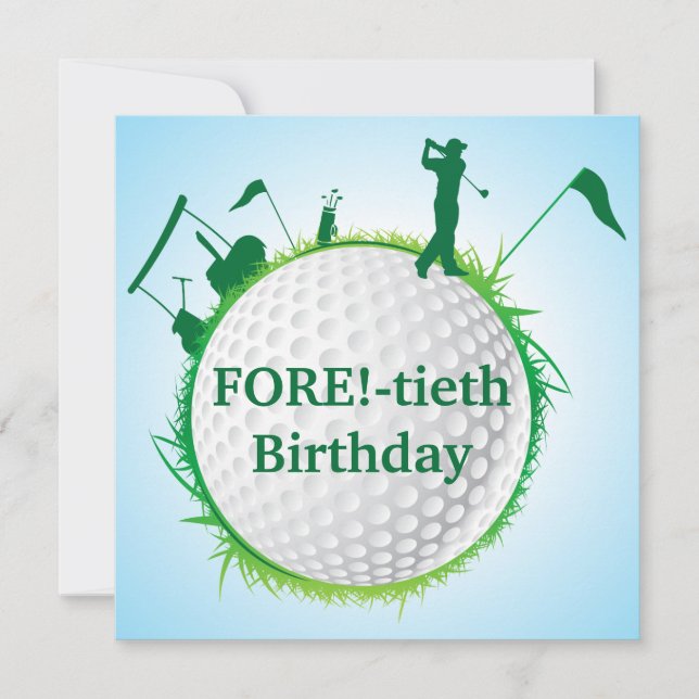 Men's Golfing 40th Birthday Invitation (Front)