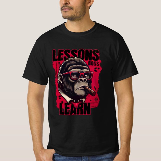 Men's Gorilla Boss Lessons Learn Basic T-Shirt (Front)