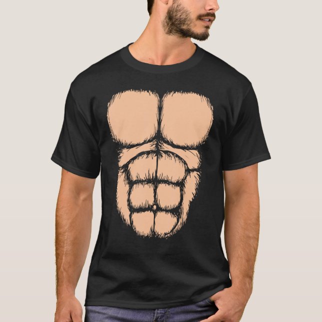 Mens Gorilla Chest Muscles Six Pack T-Shirt (Front)