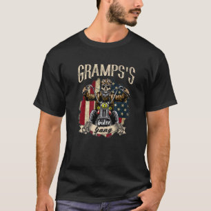 Mens Gramps Biker Gang Flag Gramps Rides Bike T-Shirt