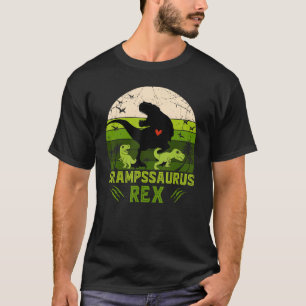 Mens Grampssaurus Rex 2 Kids Sunset   For Fathers  T-Shirt