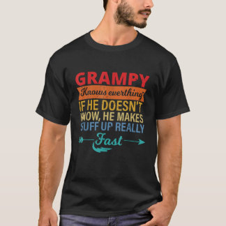 Mens Grampy Knows Everything Grandpa father s day  T-Shirt