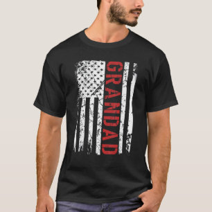 Mens Grandad  Vintage Us American Flag  For Dad Pa T-Shirt