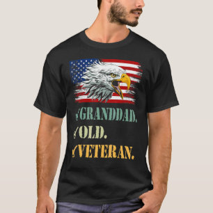 Mens Granddad Old Veteran American Eagle Flag Cool T-Shirt
