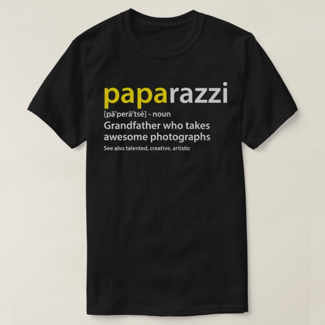 Mens Grandfather Photographer  PAPArazzi definitio T-Shirt (Design Front)