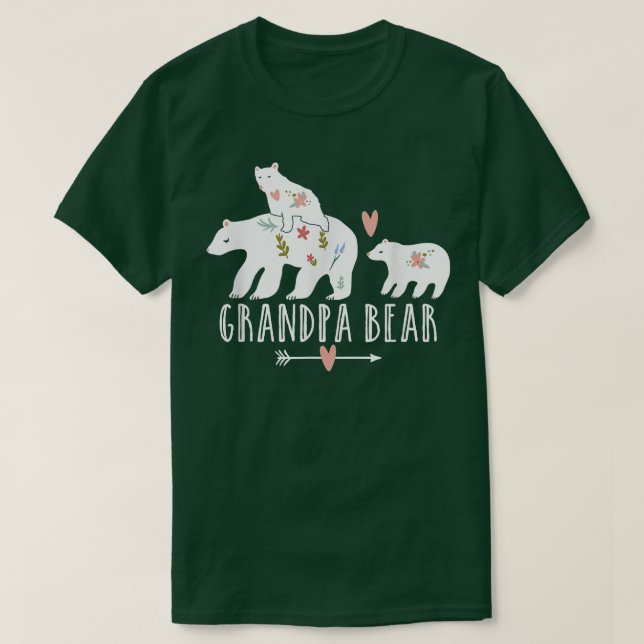 Mens Grandpa Bear 2 Kids Twin Cubs, Cool Grandpa B T-Shirt (Design Front)