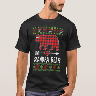 Mens Grandpa Bear Santa Red Plaid Family Pyjamas F T-Shirt