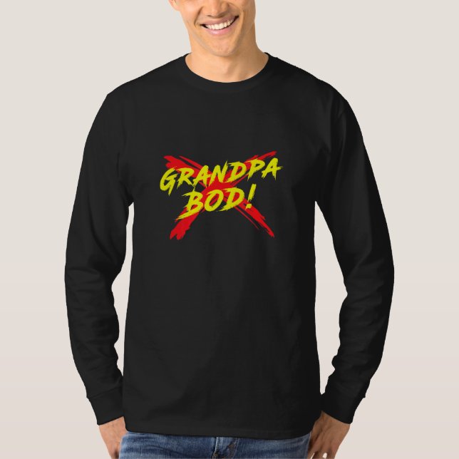 Mens Grandpa Bod Weightlifter Gag Exercise Gym Gra T-Shirt (Front)