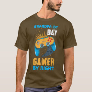 Mens Grandpa By Day Gamer By Night Funny Gaming Gr T-Shirt