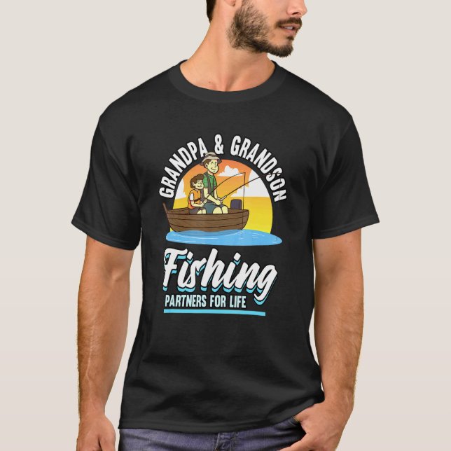 Mens Grandpa Grandson Fishing Partners For Life Fi T-Shirt (Front)