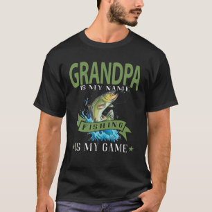 Mens Grandpa is My Name Fishing is My Game Funny F T-Shirt